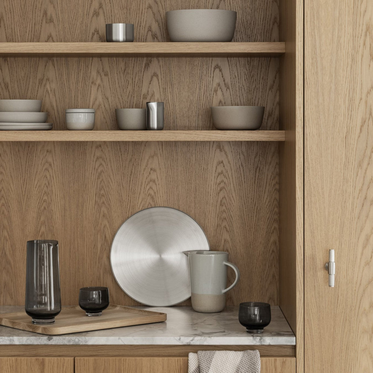 blomus OKU Rectangular Solid Oak Tray, Natural or Black – OKU rectangular tray styled with blomus SABLO