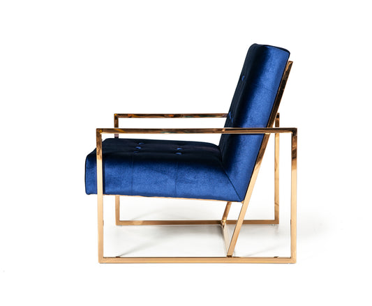 Modrest Samara Modern Blue and Gold Accent Chair