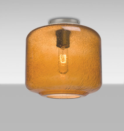 Besa Niles 10 – Amber Bubble glass, lit, angled view
