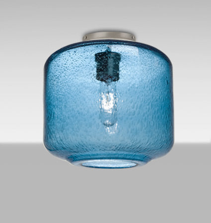 Besa Niles 10 – Blue Bubble glass, lit, angled view