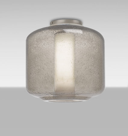 Besa Niles 10 – Smoke Bubble/Opal glass, lit, angled view