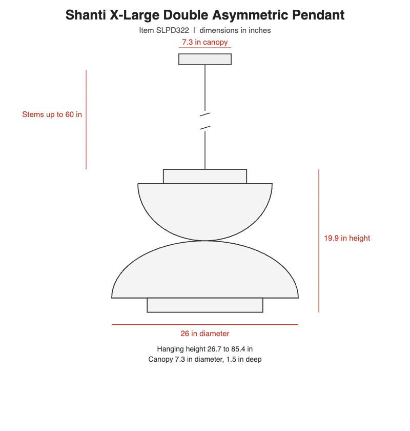 Visual Comfort Shanti X-Large Double Asymmetric Pendant – view 3