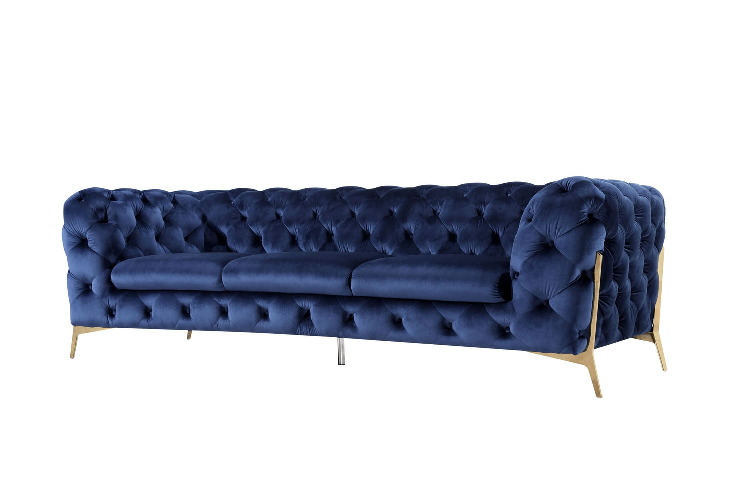 Divani Casa Sheila Transitional Dark Blue Fabric Sofa