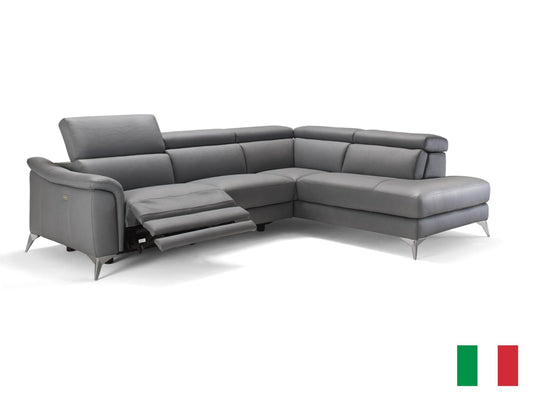 Lamod Italia Monte Carlo Italian Modern Grey Leather RAF Sectional Sofa