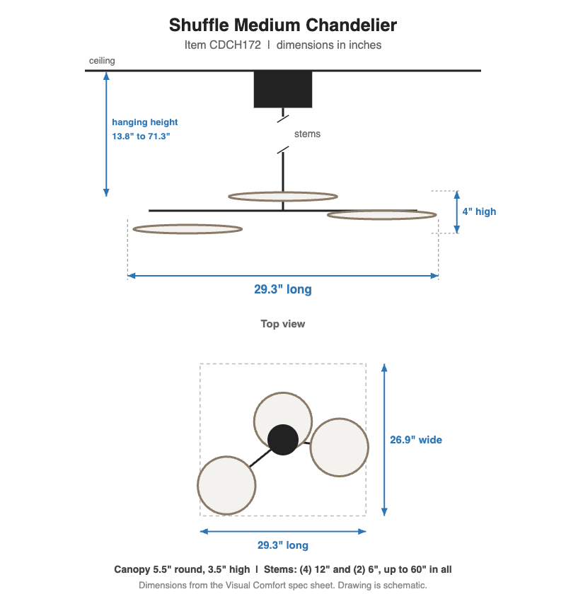 Visual Comfort Shuffle Medium Chandelier – view 2