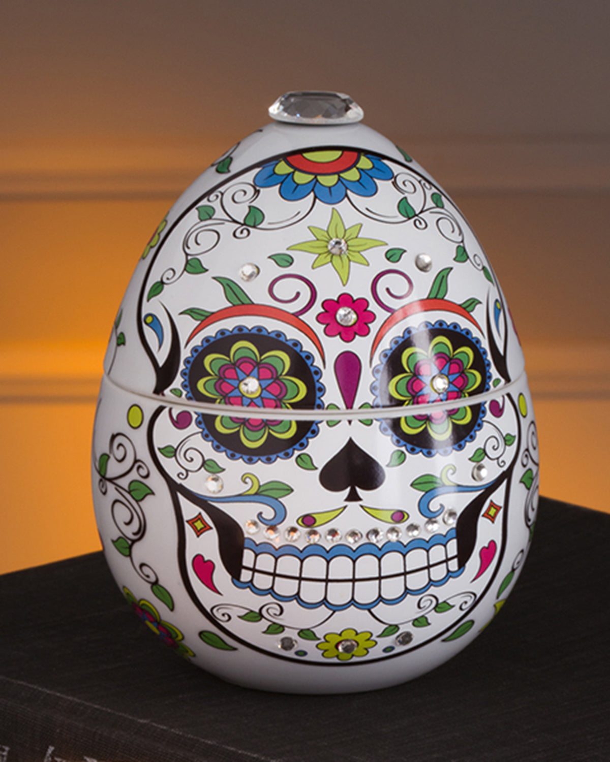 Ladenac Milano Skull ceramic candle 220 g, skull candle at sunset
