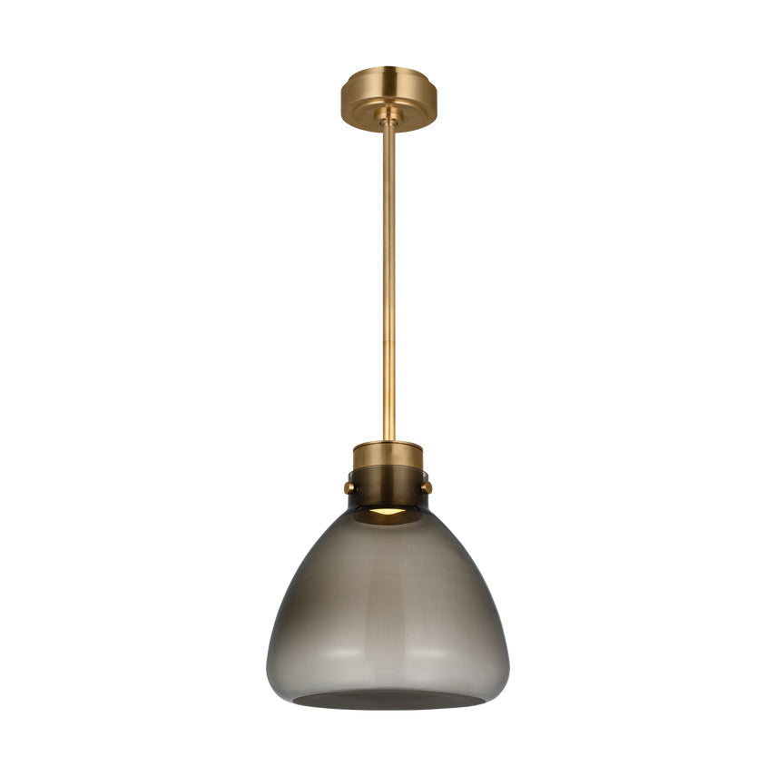 Morgan 12-inch LED Pendant Light Bronze Brass Clear Smoked Glass by Visual & Comfort & Co