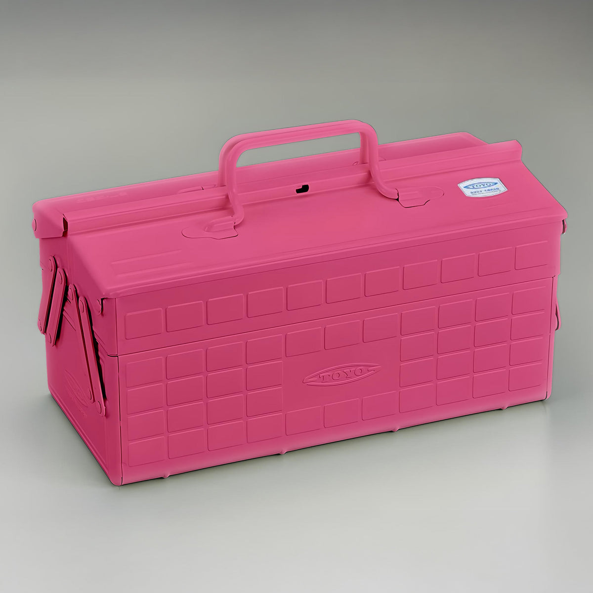 Toyo Steel ST-350 Two-Level Cantilever Toolbox – Shocking Pink, closed