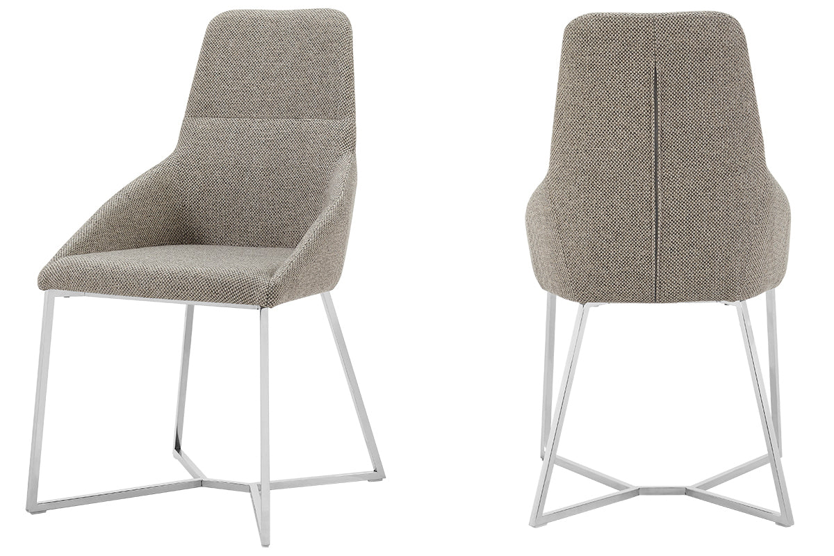 Stark Modern Light Grey Fabric Dining Chair Set of 2