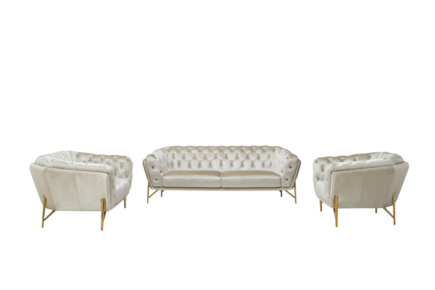 Divani Casa Stella Transitional Beige Velvet Sofa Set