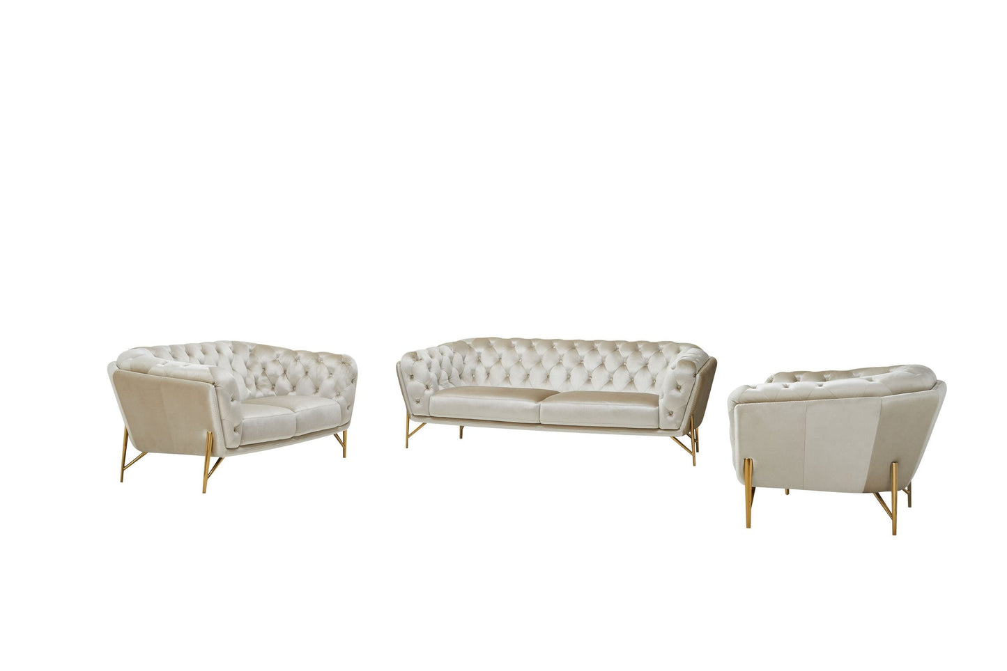 Divani Casa Stella Transitional Beige Velvet Sofa Set