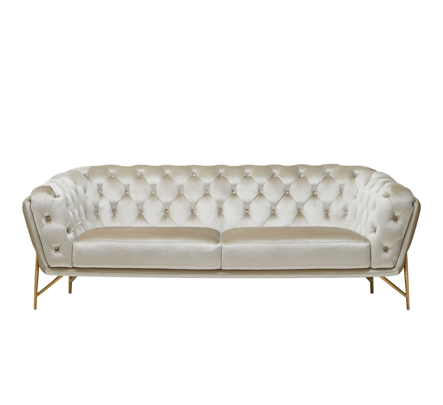 Divani Casa Stella Transitional Beige Velvet Sofa