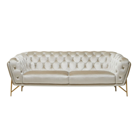 Divani Casa Stella Transitional Beige Velvet Sofa