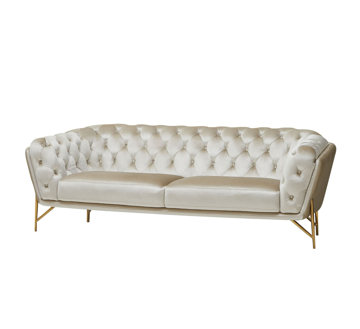 Divani Casa Stella Transitional Beige Velvet Sofa