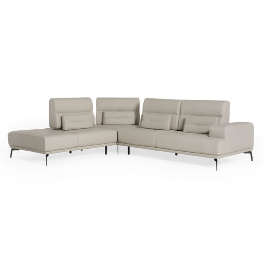 Lamod Italia Sunset Contemporary Italian Grey Leather Left Facing Sectional Sofa