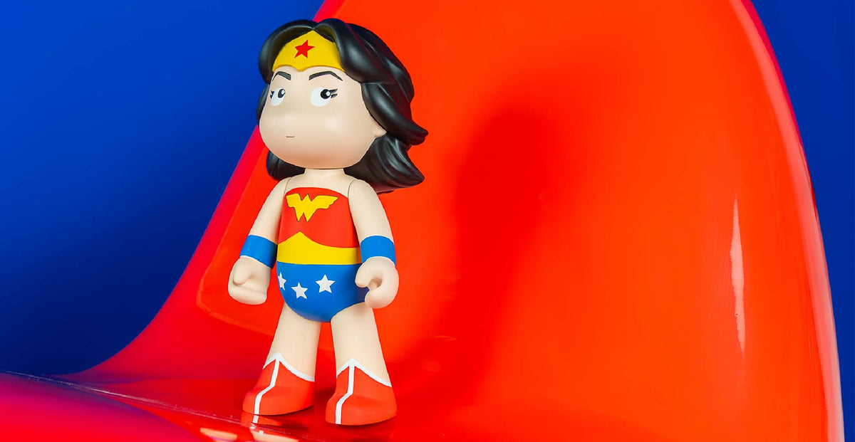 Leblon Delienne Wonder Woman Super Pop sculpture, lifestyle view, 10 inch