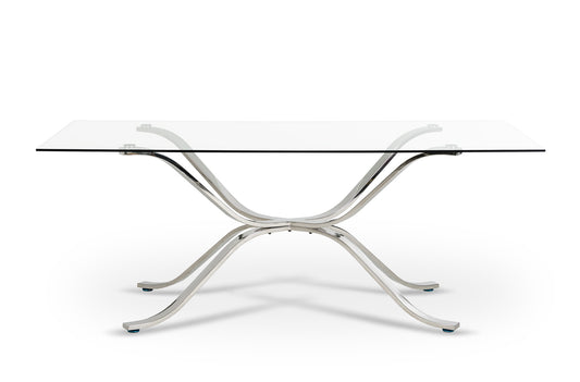Modrest Adderley Modern Stainless Steel with Glass Top Dining Table