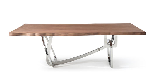 Modrest Addy Modern Walnut and Stainless Steel Dining Table