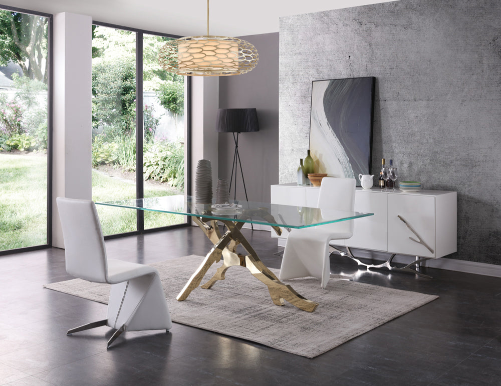 Modrest Legend Modern Glass and Gold Dining Table