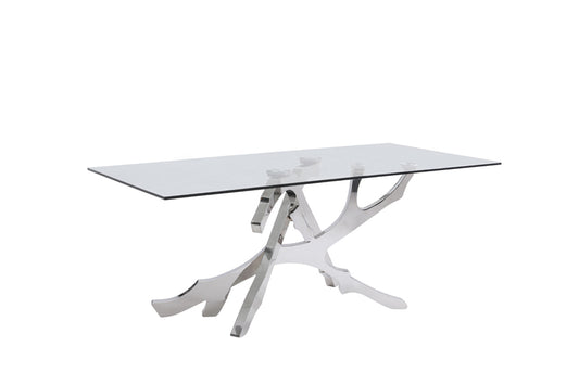 Modrest Legend Modern Glass and Stainless Steel Dining Table
