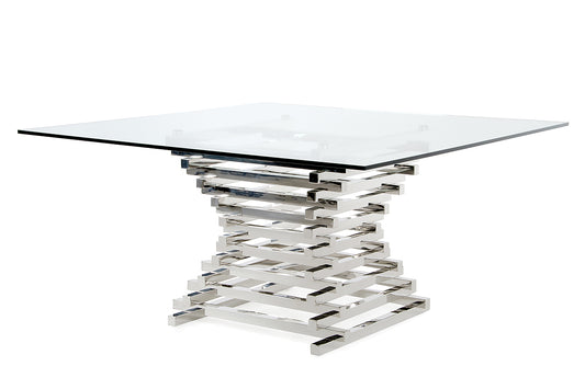 Modrest Crawford Contemporary Clear Glass Square Dining Table