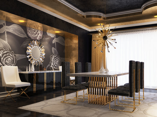 Modrest Kingsley Modern Marble and Rosegold Dining Table