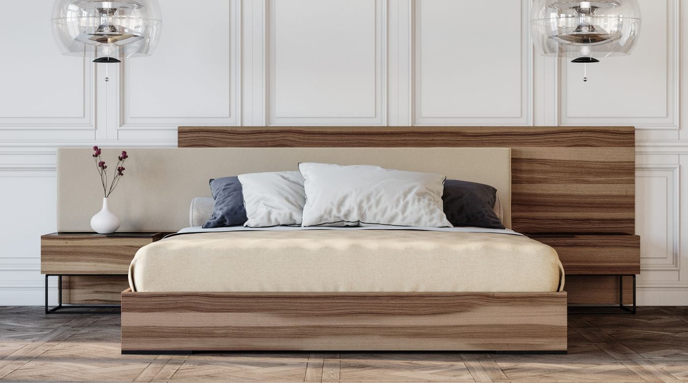 Nova Domus Matteo Italian Modern Walnut and Fabric Bed