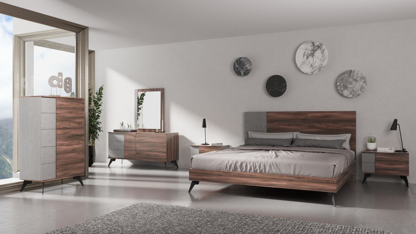 Nova Domus Palermo Modern Italian Faux Concrete and Walnut Bed