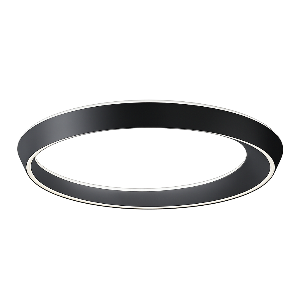 Contemporary matte black Lodes Tidal ceiling lamp with architectural circular profile