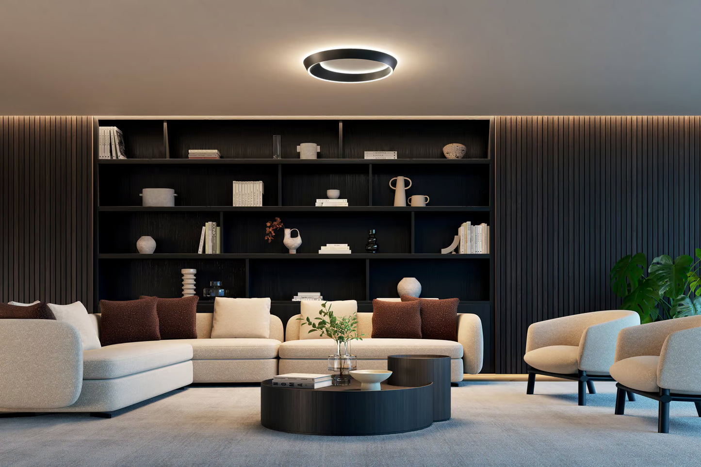 Premium matte black Lodes Tidal designer ceiling light for residential and commercial spaces