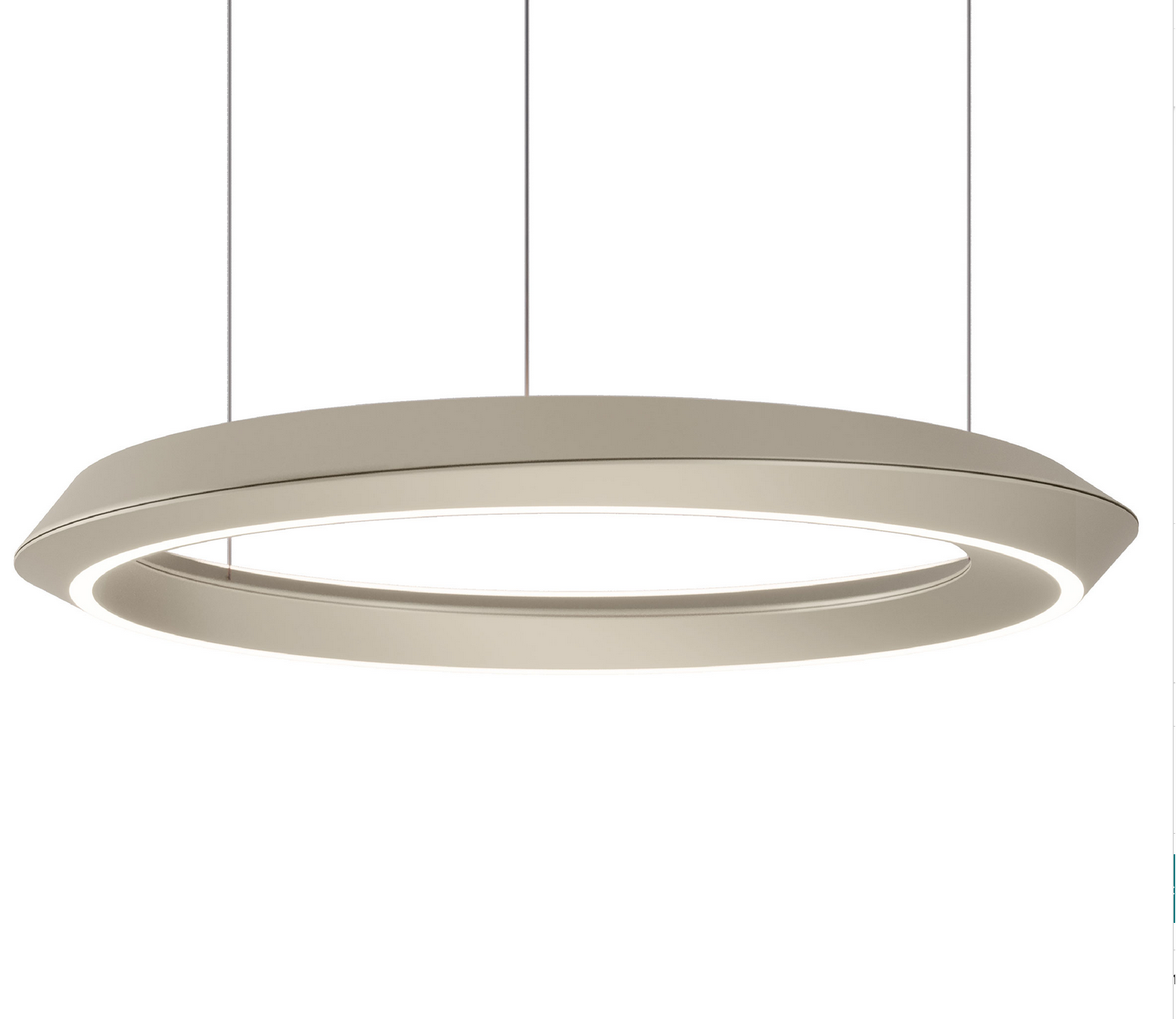 Lodes Tidal LED Chandelier in Matte Champagne with sculptural asymmetrical aluminum ring