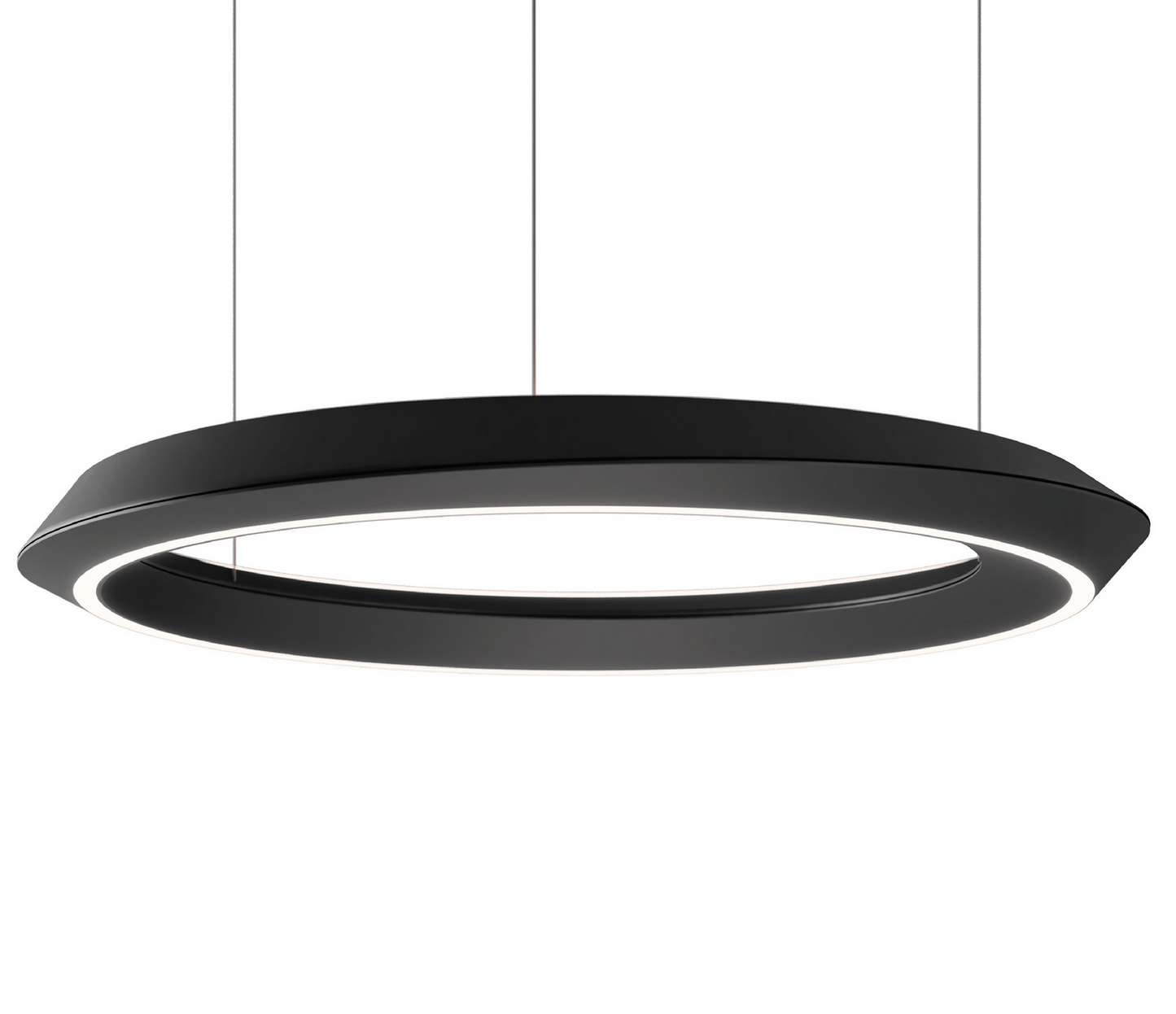 Lodes Tidal LED Chandelier in Matte Black with sculptural asymmetrical ring design