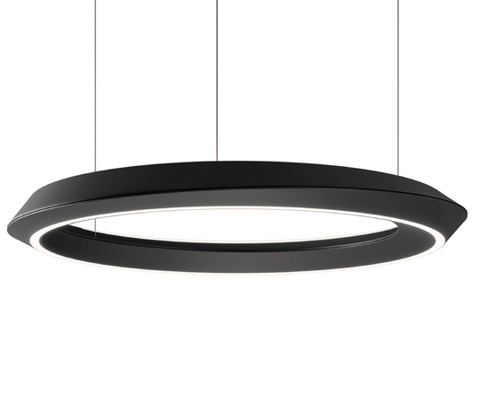 Lodes Tidal LED Chandelier in Matte Black with sculptural asymmetrical ring design