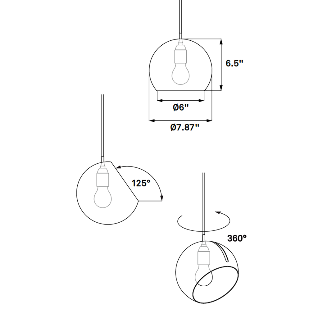 Nyta Tilt Globe Brass in solid brass – adjustable pendant light, photo 8