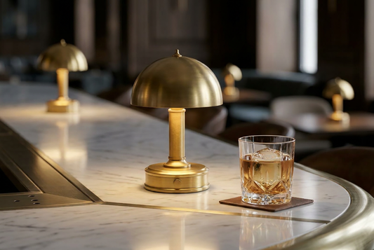 Modern Lantern Mini Tito cordless lamp in Antique Brass