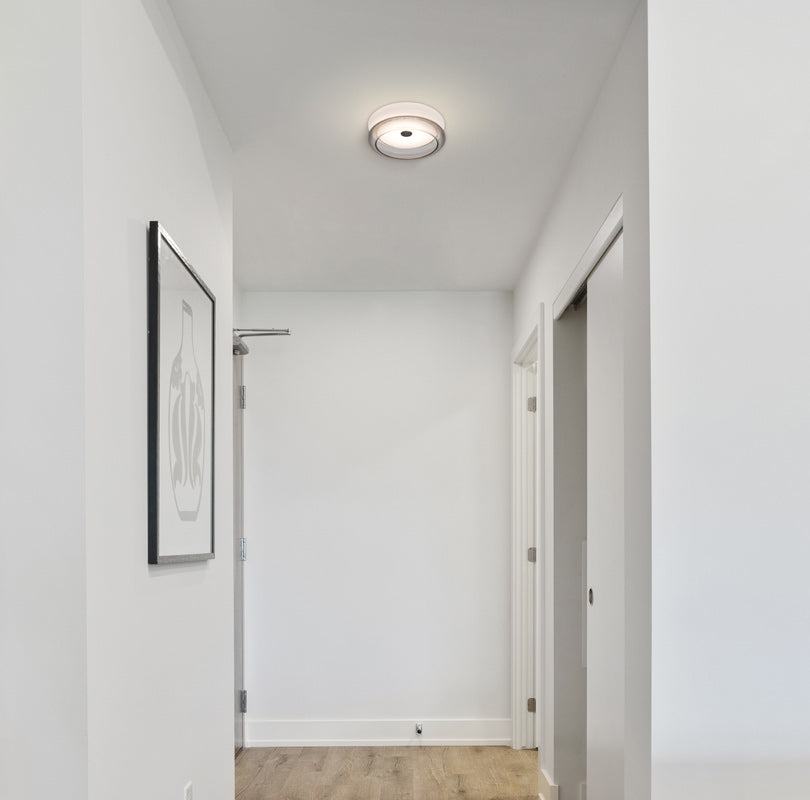 Besa Topper 8 flush mount on a hallway ceiling, room view