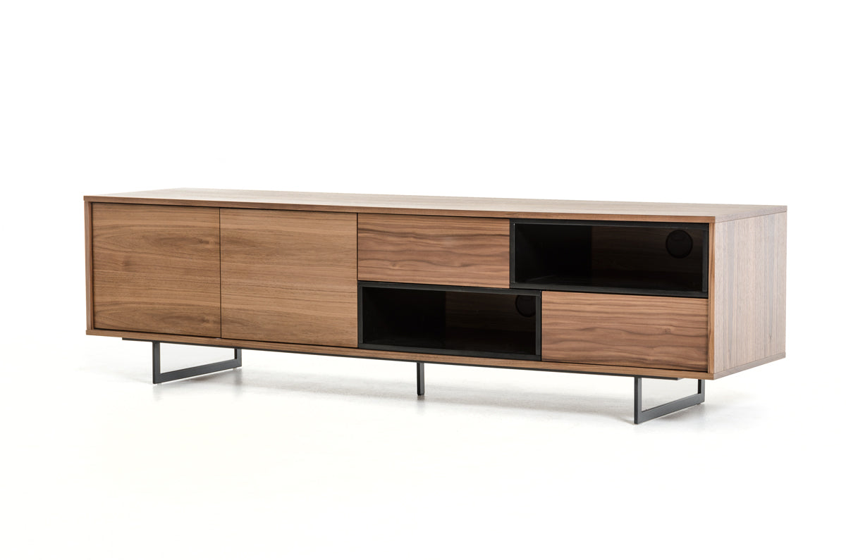 Modrest Torlonia Modern Walnut and Black TV Stand