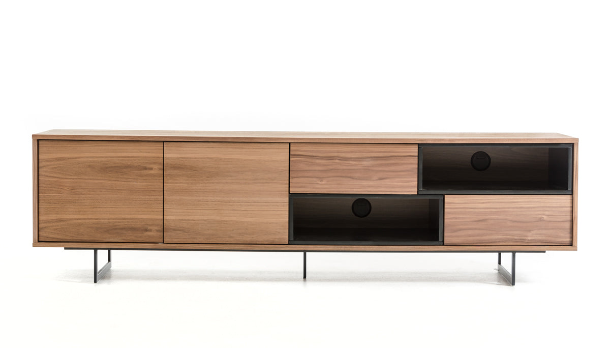 Modrest Torlonia Modern Walnut and Black TV Stand