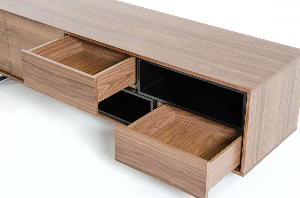 Modrest Torlonia Modern Walnut and Black TV Stand