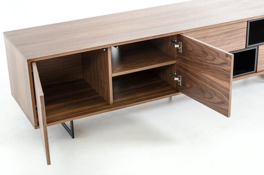 Modrest Torlonia Modern Walnut and Black TV Stand