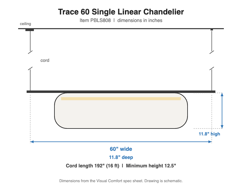 Visual Comfort Trace 60 Single Linear Chandelier – view 2