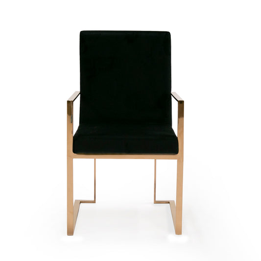 Modrest Trea Modern Black Velvet and Rosegold Dining Chair