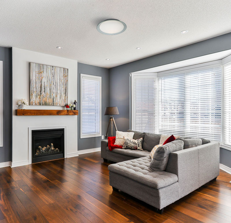 Besa Tuca 19 flush mount with Silver Foil ring in a living room