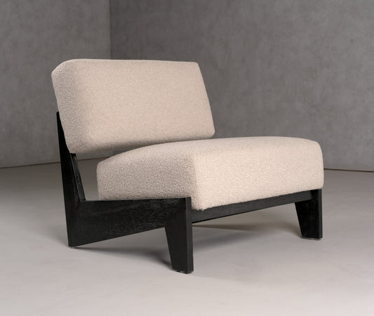 Modrest Tucker Mid-Century Modern Light Grey Fabric and Black Walnut Accent Chair