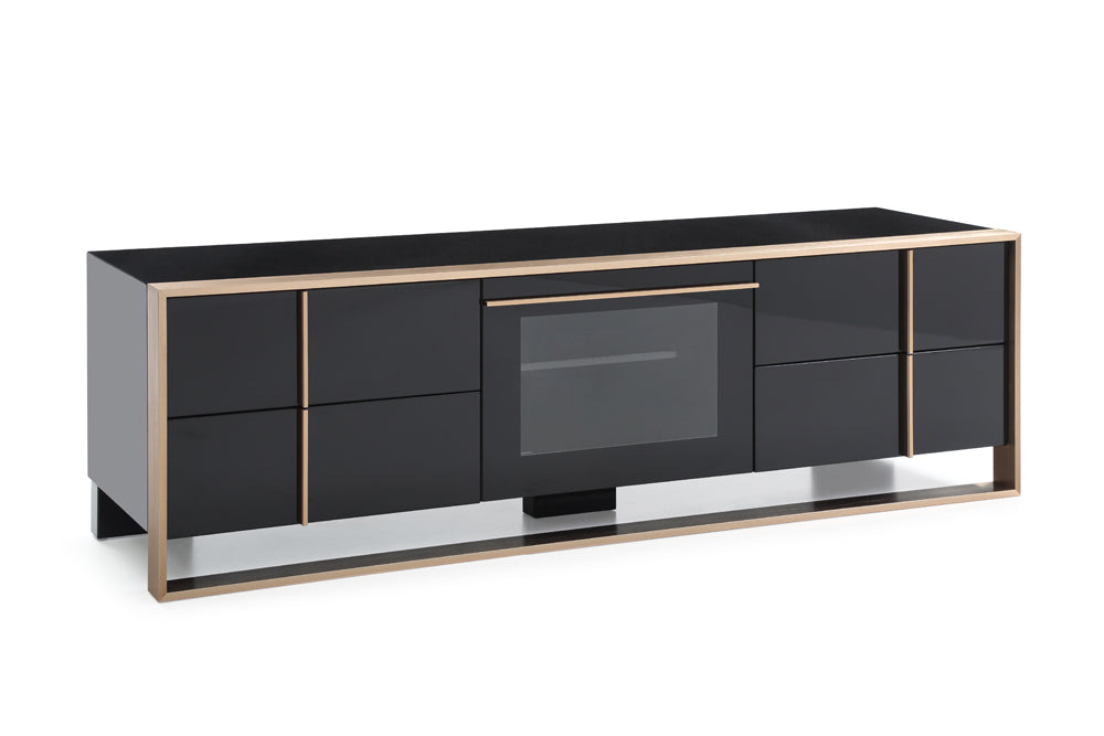 Nova Domus Cartier Modern Black and Rosegold TV Stand