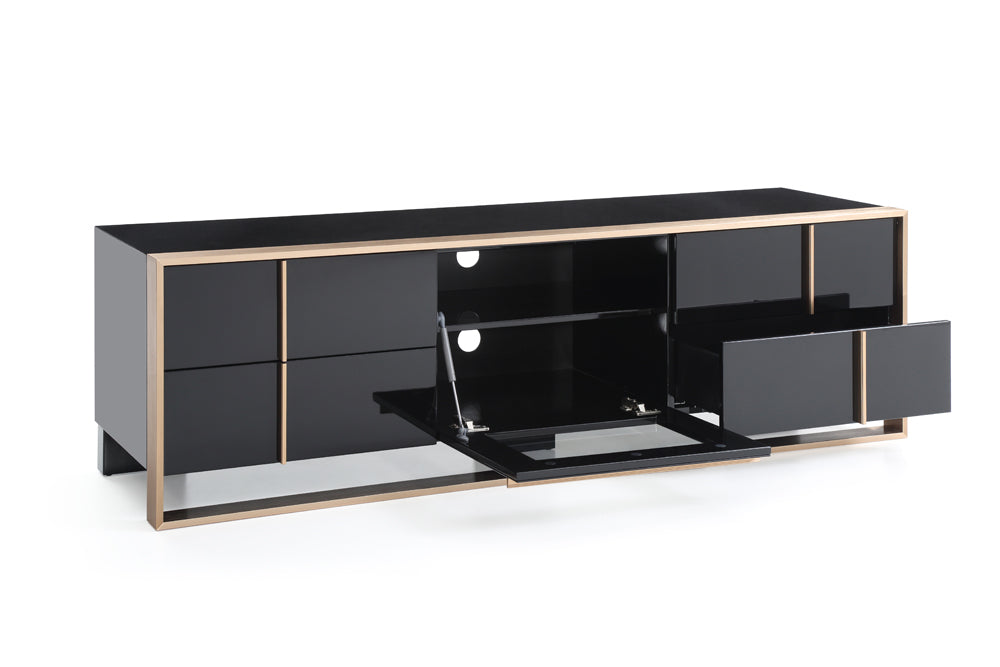 Nova Domus Cartier Modern Black and Rosegold TV Stand