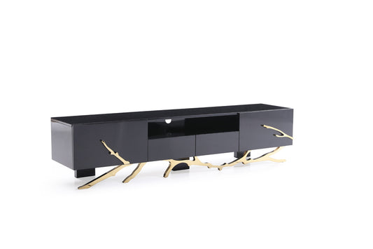 Modrest Legend Modern Black and Gold 79-inch TV Stand