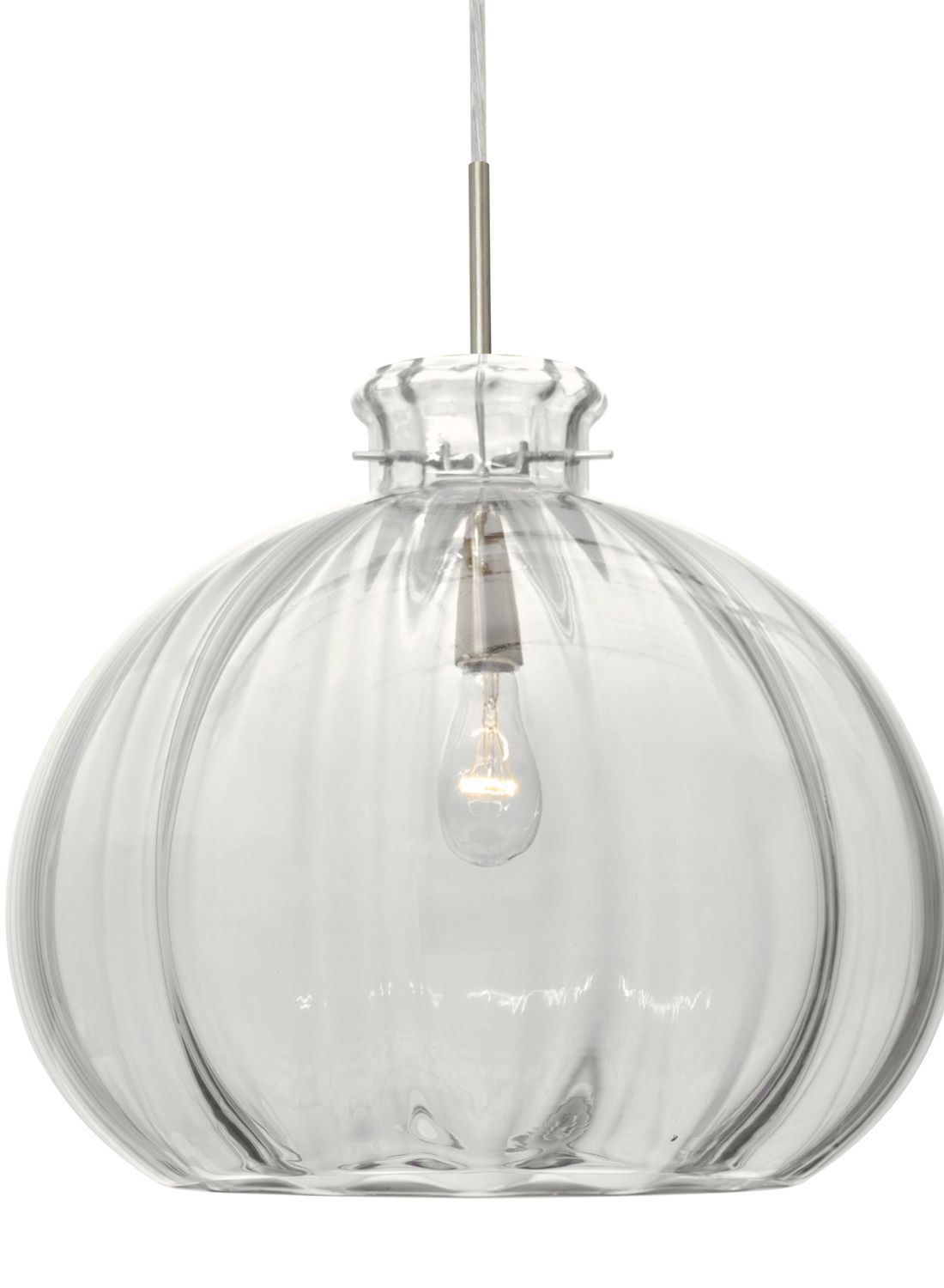 Besa Pinta 12 cord pendant, clear glass globe, close view