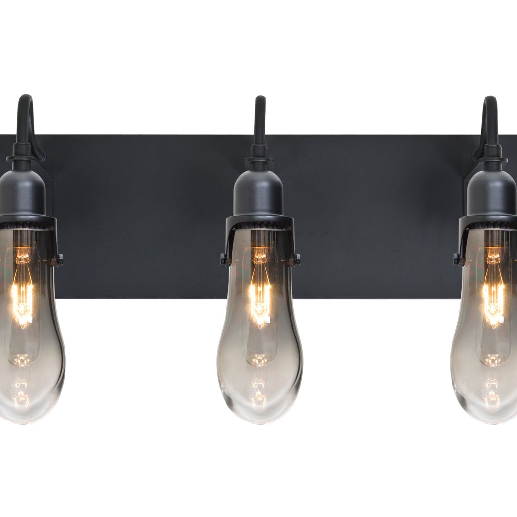 Besa Wish 3-Light vanity light, Smoke/Clear, close view