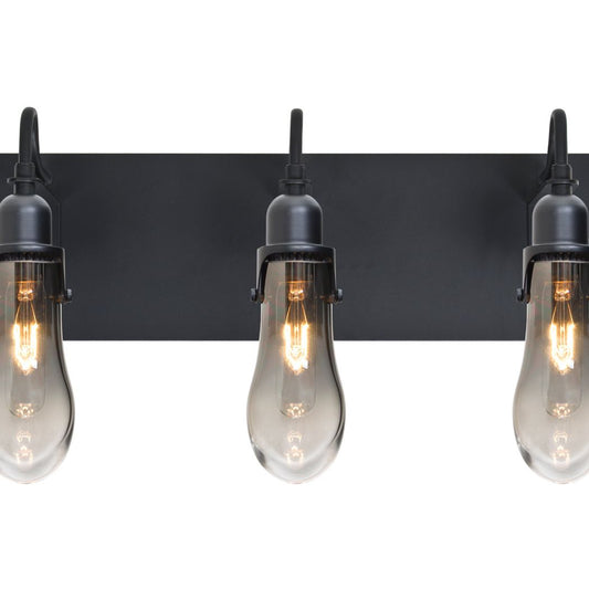 Besa Wish 3-Light vanity light, Smoke/Clear, close view